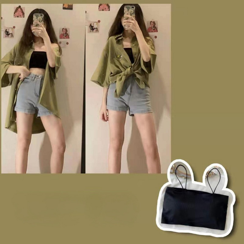 Γυναικείο μπλουζάκι αόρατο σουτιέν Σέξι μπαντό στράπλες εσώρουχα Streetwear Crop Top χωρίς ραφή Bustier Σέξι εσώρουχα