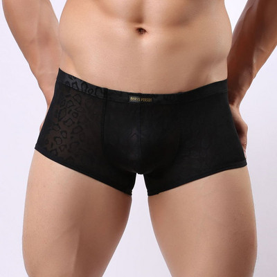 BRAVE PERSON Ανδρικό μποξεράκι από νάιλον δαντέλα U κυρτό πουγκί Σέξι διαφανές εσώρουχα ανδρικά μπόξερ Slip Thin Cool Boxer για άνδρες