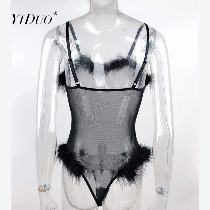 YiDuo sensuaalne naistepesu Bodysuit naiste erootiline läbipaistev võrksulg Sexy Body top Catsuit Clubwear Skinny Bodydoll must roosa