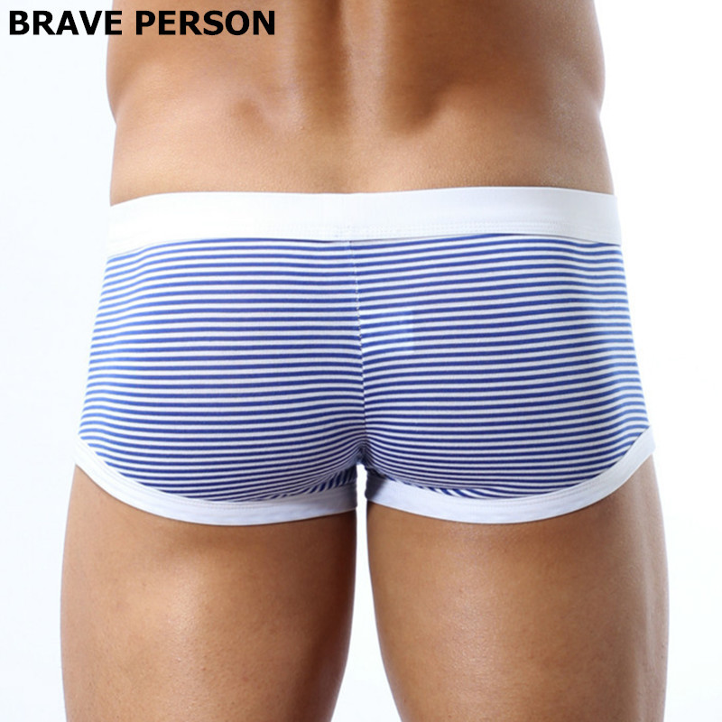 BRAVE PERSON Lenjerie de corp din bumbac lycra pentru bărbați de marca Boxeri pentru bărbați tricot cu dungi Lenjerie de corp de marca respirabilă Boxer pentru bărbați