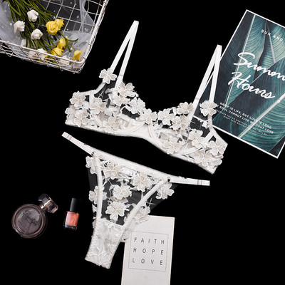 Enim müüdud uus naiste pitsiga tikitud aluspesu õhukesest võrgust läbipaistvast seksikas erootilise pesu alustraat, kootud rinnahoidja stringide komplekt