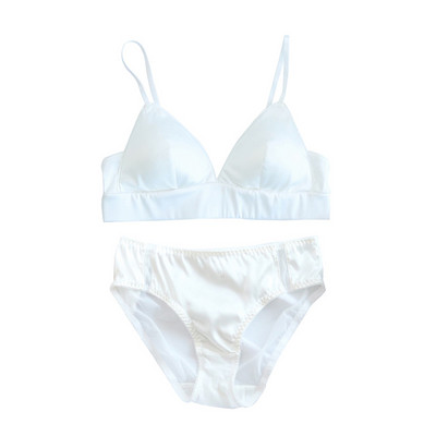 SuyaDream Set sutien din mătase pentru femei 92% mătase 8% spandex Cupă Lenjerie fără sârmă 2022 Lenjerie intimă confortabilă Negru