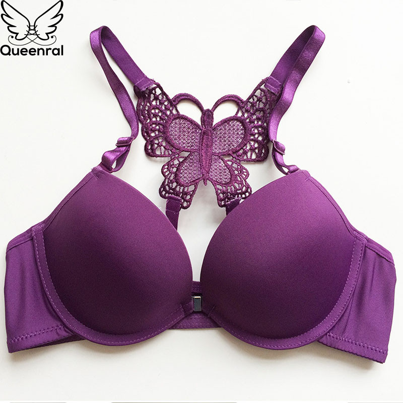 Queenral μπροστινό κλειστό Push Up Brassiere εσώρουχα Σέξι Σετ σουτιέν για Γυναικεία Εσώρουχα Μονόχρωμα Γυναικεία Σλιπ