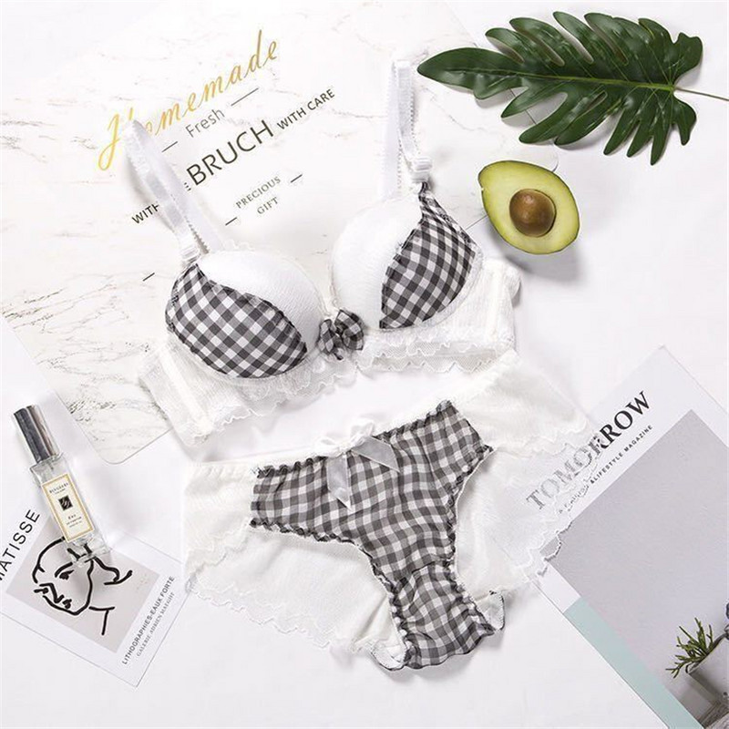 Set sutien ieftin pentru fete, lenjerie de corp Push Up din dantelă, chiloți, jacquard, respirabil, sexy, set de lenjerie intima fără fir sexy