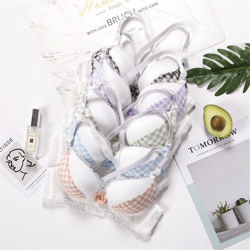 Set sutien ieftin pentru fete, lenjerie de corp Push Up din dantelă, chiloți, jacquard, respirabil, sexy, set de lenjerie intima fără fir sexy