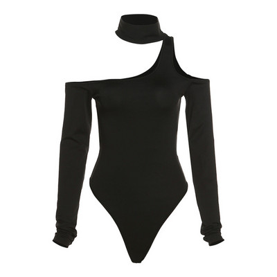 YiDuo Fashion Solid Negru Alb Choker Halter Salopetă Body cu Un Umăr Sexy Femei Club Party Tops Salopete 2022