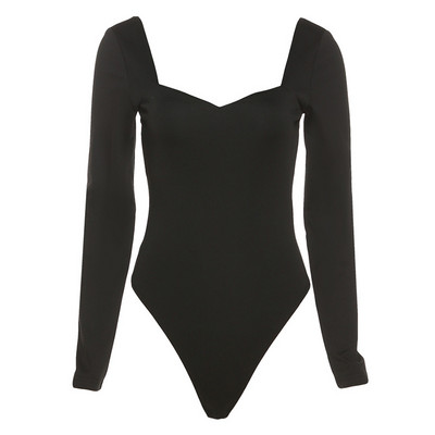 YiDuo Solid ar garām piedurknēm seksīgi elegants bodijs bez aizmugures sievietēm Basic Bodycon ķermeņa topi šauri, melni bodiji Kluba ballīte