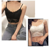 Νέο μπλουζάκι στήθος με τυλιγμένο λουράκι με δαντέλα Νέο εσώρουχο Bralett Γυναικείο καμισό μαύρο λευκό Γυναικείο Καλοκαιρινό σε μέγεθος Crop Top