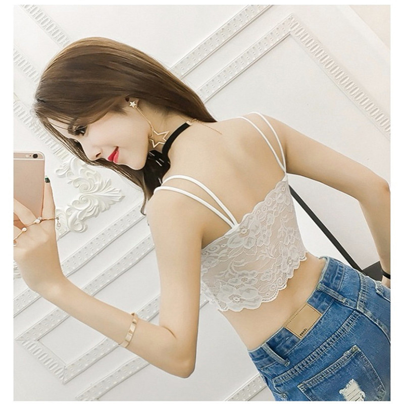 Νέο μπλουζάκι στήθος με τυλιγμένο λουράκι με δαντέλα Νέο εσώρουχο Bralett Γυναικείο καμισό μαύρο λευκό Γυναικείο Καλοκαιρινό σε μέγεθος Crop Top