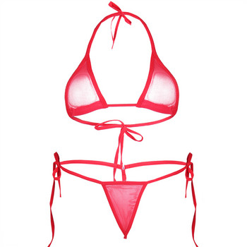 Дамски комплект бельо Дамски прозрачни екстремни бикини Горнище с деколте и връзки отстрани Микро прашки Секси ваканционни летни плажни комплекти сутиени