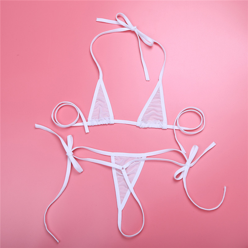 Γυναικείο Σετ Εσώρουχα Γυναικεία Sheer Extreme Μπικίνι Κάλυμμα Τοπ και Πλαϊνές Γραβάτα Micro Thong Σέξι Holiday Summer Beach Σετ σουτιέν
