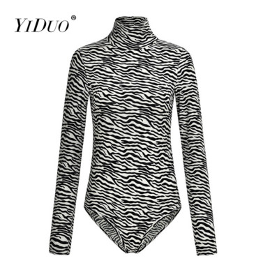 YiDuo Salopete casual cu mânecă lungă Salopete pentru femei Salopete cu mâneci lungi cu imprimeu de animale Imbracaminte de stradă Sexy Body pentru dama Topuri leopard