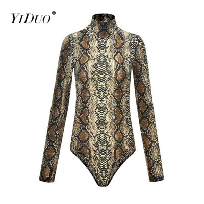 YiDuo Salopete casual cu mânecă lungă Salopete pentru femei Salopete cu mâneci lungi cu imprimeu de animale Imbracaminte de stradă Sexy Body pentru dama Topuri leopard