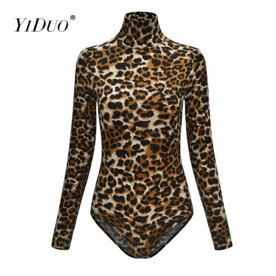 YiDuo Salopete casual cu mânecă lungă Salopete pentru femei Salopete cu mâneci lungi cu imprimeu de animale Imbracaminte de stradă Sexy Body pentru dama Topuri leopard
