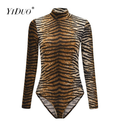 YiDuo Salopete casual cu mânecă lungă Salopete pentru femei Salopete cu mâneci lungi cu imprimeu de animale Imbracaminte de stradă Sexy Body pentru dama Topuri leopard