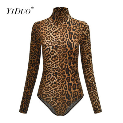 YiDuo Salopete casual cu mânecă lungă Salopete pentru femei Salopete cu mâneci lungi cu imprimeu de animale Imbracaminte de stradă Sexy Body pentru dama Topuri leopard