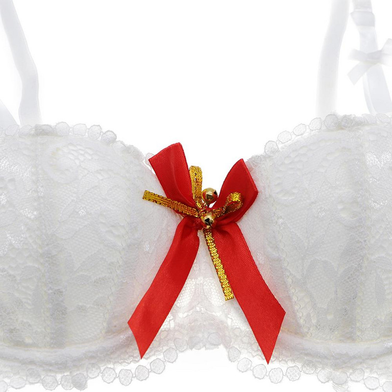 Varsbaby σέξι χριστουγεννιάτικο στιλ μισό φλιτζάνι εσώρουχα push up σουτιέν σετ 4 τμχ σουτιέν + κιλότα + καλτσοδέτες + κάλτσες