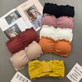 Μονοκόμματο Tube Top σουτιέν τυλιγμένο Στράπλες στήθος Αντιθαμβωτικό εσώρουχο με μαξιλαράκι στήθους Κοριτσίστικα εσώρουχα Άνετα γυναικεία μπλουζάκια