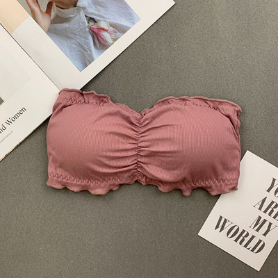 Μονοκόμματο Tube Top σουτιέν τυλιγμένο Στράπλες στήθος Αντιθαμβωτικό εσώρουχο με μαξιλαράκι στήθους Κοριτσίστικα εσώρουχα Άνετα γυναικεία μπλουζάκια