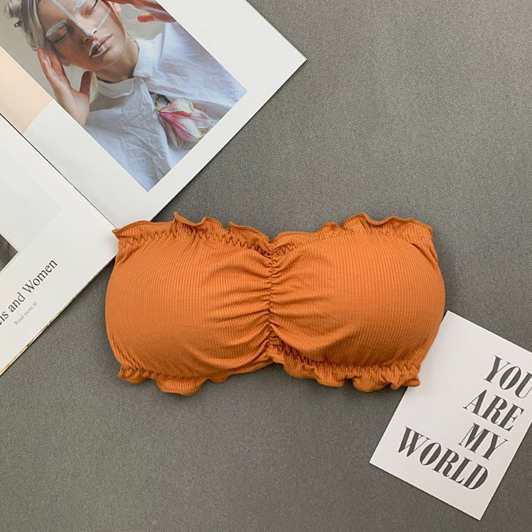 Μονοκόμματο Tube Top σουτιέν τυλιγμένο Στράπλες στήθος Αντιθαμβωτικό εσώρουχο με μαξιλαράκι στήθους Κοριτσίστικα εσώρουχα Άνετα γυναικεία μπλουζάκια