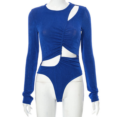 Body YiDuo albastru, la modă, sexy, pentru femei, cu decupaj neregulat, cu mânecă lungă, top bodycon, pantaloni de stradă, costum de petrecere de primăvară 2022
