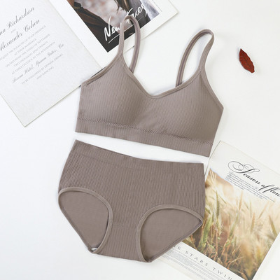 Set de lenjerie de corp fără cusături ATHVOTAR Set sutien solid pentru femei Set sutien și slip căptușit, confortabil, moale, costum de lenjerie intima pentru femei