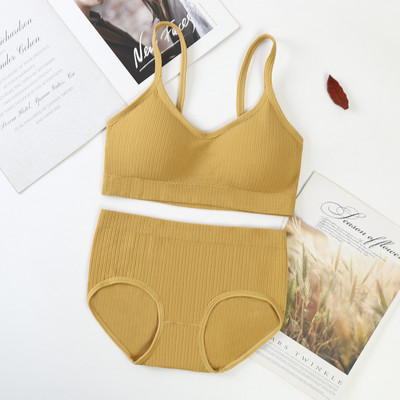 Set de lenjerie de corp fără cusături ATHVOTAR Set sutien solid pentru femei Set sutien și slip căptușit, confortabil, moale, costum de lenjerie intima pentru femei