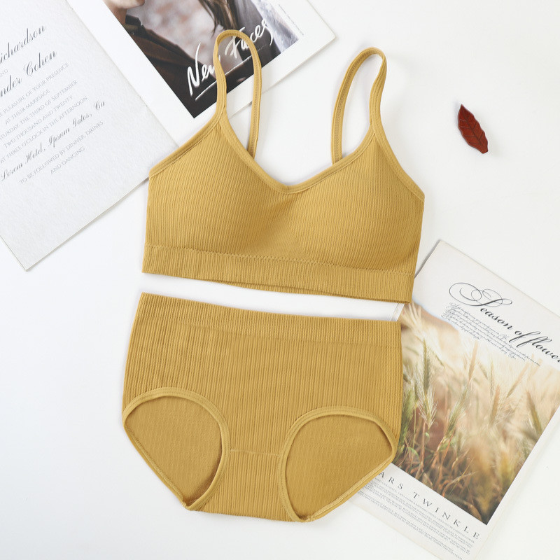 Set de lenjerie de corp fără cusături ATHVOTAR Set sutien solid pentru femei Set sutien și slip căptușit, confortabil, moale, costum de lenjerie intima pentru femei