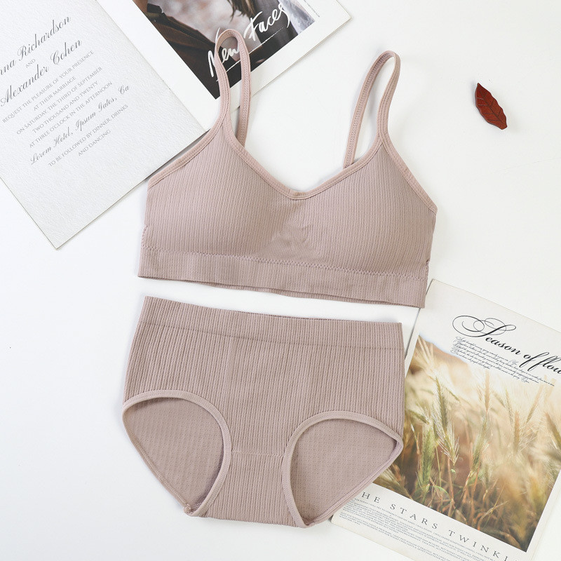 Set de lenjerie de corp fără cusături ATHVOTAR Set sutien solid pentru femei Set sutien și slip căptușit, confortabil, moale, costum de lenjerie intima pentru femei