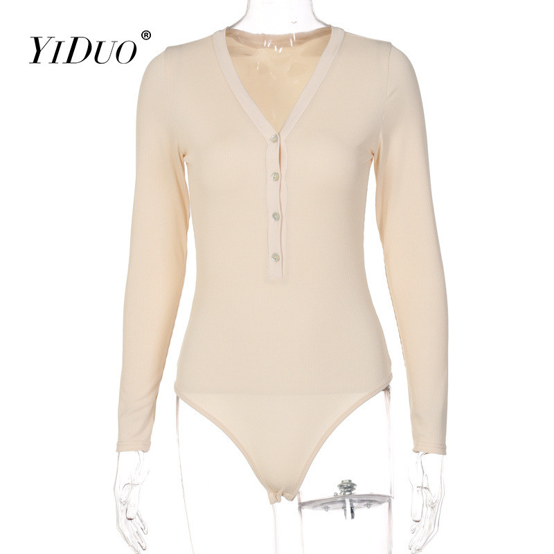 YiDuo 2022, nou, de primăvară, solid, cu decolteu în V, cu mânecă lungă, cu nasturi, pentru femei, topuri subțiri, sexy, pentru petrecere, în club.
