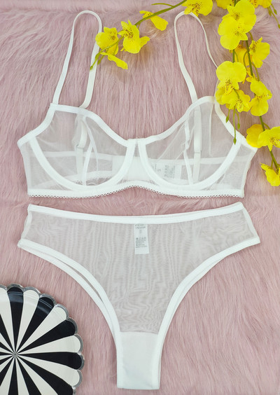 Σετ μαύρο σουτιέν 3 τεμαχίων Γυναικείο σετ εσωρούχων διάφανο See Through Mesh Γυναικείο σέξι κιλότο με ζώνη εσωρούχων με καλτσοδέτα