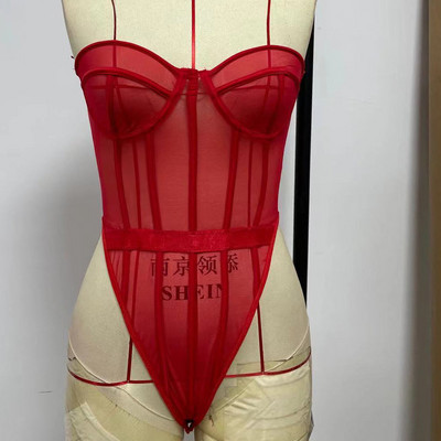 YiDuo Bustier Olkadeta õlgadeta Must Läbipaistva Võrgust Bodysuits Seksikad peoklubi kehatopid Vaata läbi Teddies Naiste Body