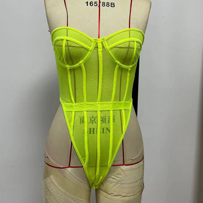 YiDuo Bustier Olkadeta õlgadeta Must Läbipaistva Võrgust Bodysuits Seksikad peoklubi kehatopid Vaata läbi Teddies Naiste Body
