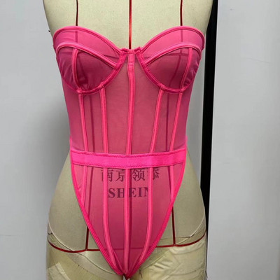YiDuo Bustier Olkadeta õlgadeta Must Läbipaistva Võrgust Bodysuits Seksikad peoklubi kehatopid Vaata läbi Teddies Naiste Body