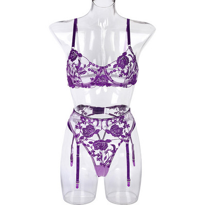 Lenjerie de corp transparentă din dantelă din broderie pentru femei, la modă nouă