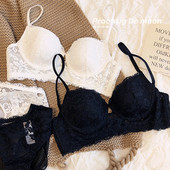 Set de sutien și chiloți confortabili cu sârmă subțire, moale, din bumbac, culoare pură, alb, roz, lenjerie intimă