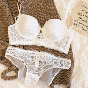 Set de sutien și chiloți confortabili cu sârmă subțire, moale, din bumbac, culoare pură, alb, roz, lenjerie intimă