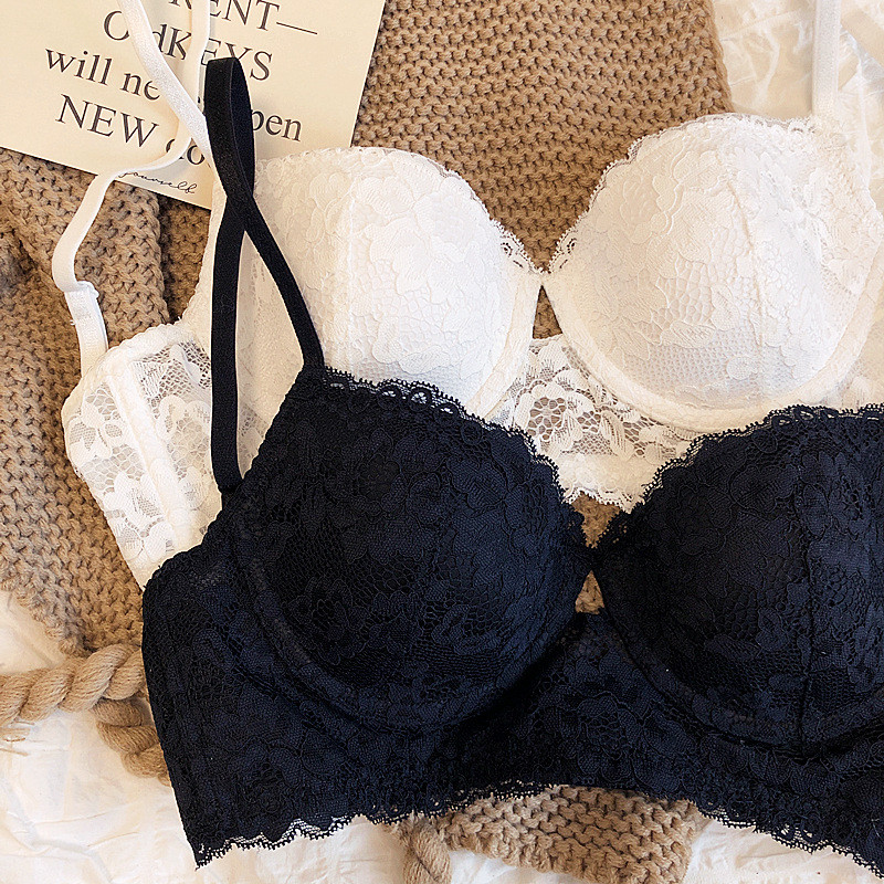 Set de sutien și chiloți confortabili cu sârmă subțire, moale, din bumbac, culoare pură, alb, roz, lenjerie intimă