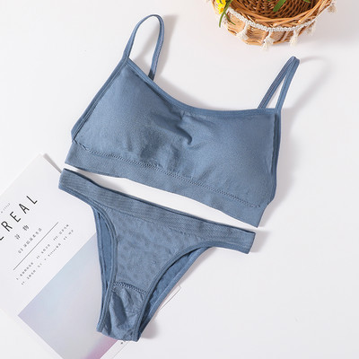 Set de lenjerie de corp fără cusături pentru femei Set de sutien fără sârmă cu tanga sexy Topuri crop pentru femei Chiloți brazilian sexy Lenjerie intimă fără spate