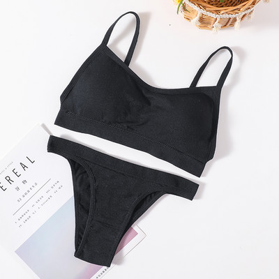 Set de lenjerie de corp fără cusături pentru femei Set de sutien fără sârmă cu tanga sexy Topuri crop pentru femei Chiloți brazilian sexy Lenjerie intimă fără spate