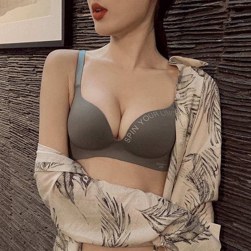 Ženski bešavni grudnjak Seksi Push Up Bralette donje rublje Bežično žensko donje rublje Modni grudnjaci s uzorkom slova Tri četvrtine (3/4 šalice)