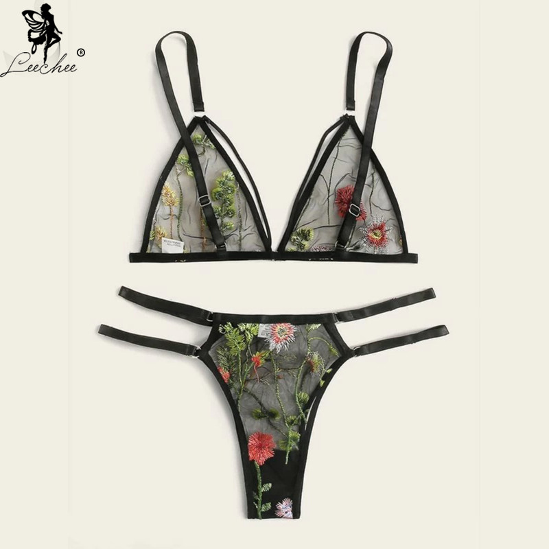 Leechee naiste aluspesu tikandikomplekt Seksikas naiste pesu Võrgustikku läbipaistev rinnahoidja komplektid Moodne V-kaelusega magamisriietus Mugav ülikond