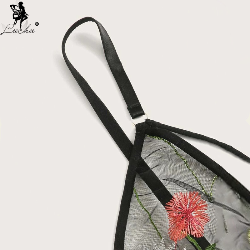 Leechee naiste aluspesu tikandikomplekt Seksikas naiste pesu Võrgustikku läbipaistev rinnahoidja komplektid Moodne V-kaelusega magamisriietus Mugav ülikond