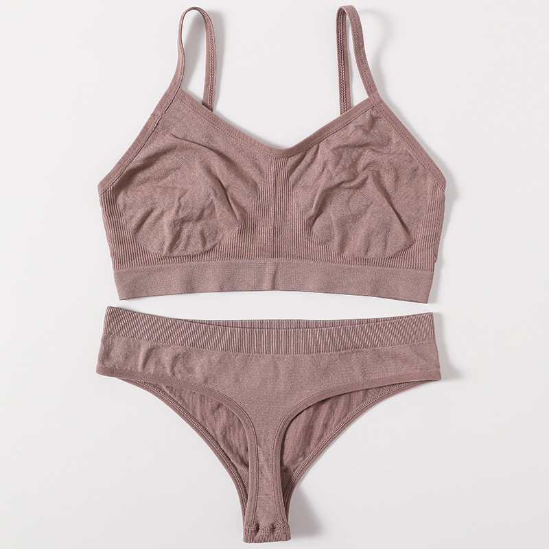 Set de sutien de 2 buc. Lenjerie de corp sexy, fără cusături, bralette pentru femei, set de chiloți sutien cu push up, sutien de fitness, set de lenjerie sexy pentru femei