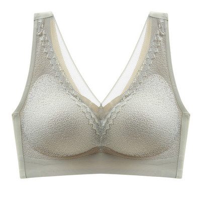 ΝΕΟ Σουτιέν χωρίς σύρμα Άνετα και χωρίς ραφές Γυναικεία εσώρουχα δαντέλα συν μέγεθος Εσώρουχα Σουτιέν χωρίς ραφή με Gathers Pad Bra Bh