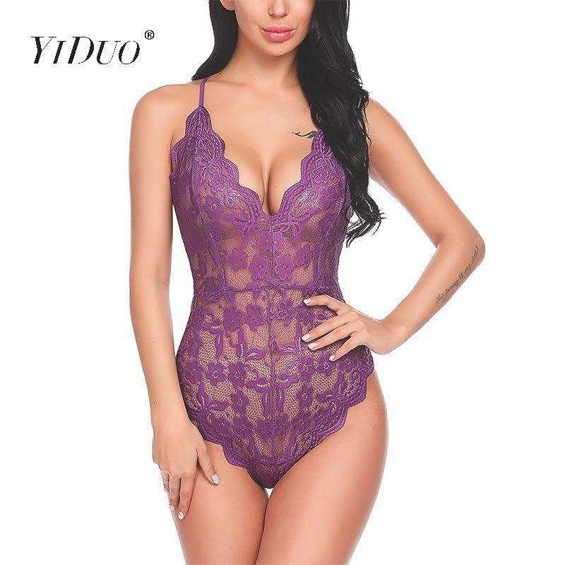 YiDuo Διαφανές φλοράλ κέντημα κορμάκι με δαντέλα V λαιμόκοψη λουράκια πλάτη Camis Σέξι κορμάκια Γυναικεία φόρμα συν μέγεθος