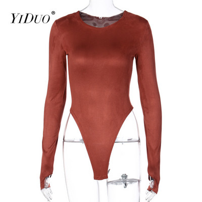 YiDuo 2021 Spring Solid Basic, pikkade varrukatega sametine seksikas body, naiste mood tänavarõivad, kostüümid, kostüümid, roosad