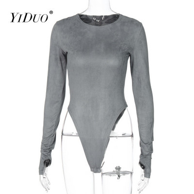 YiDuo 2021 Spring Solid Basic, pikkade varrukatega sametine seksikas body, naiste mood tänavarõivad, kostüümid, kostüümid, roosad