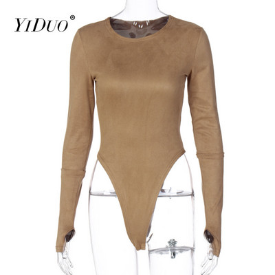 YiDuo 2021 Spring Solid Basic, pikkade varrukatega sametine seksikas body, naiste mood tänavarõivad, kostüümid, kostüümid, roosad