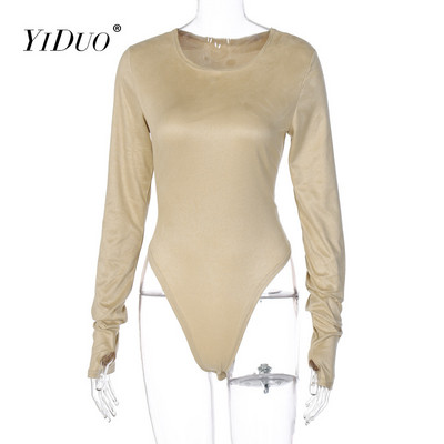 YiDuo 2021 Spring Solid Basic, pikkade varrukatega sametine seksikas body, naiste mood tänavarõivad, kostüümid, kostüümid, roosad